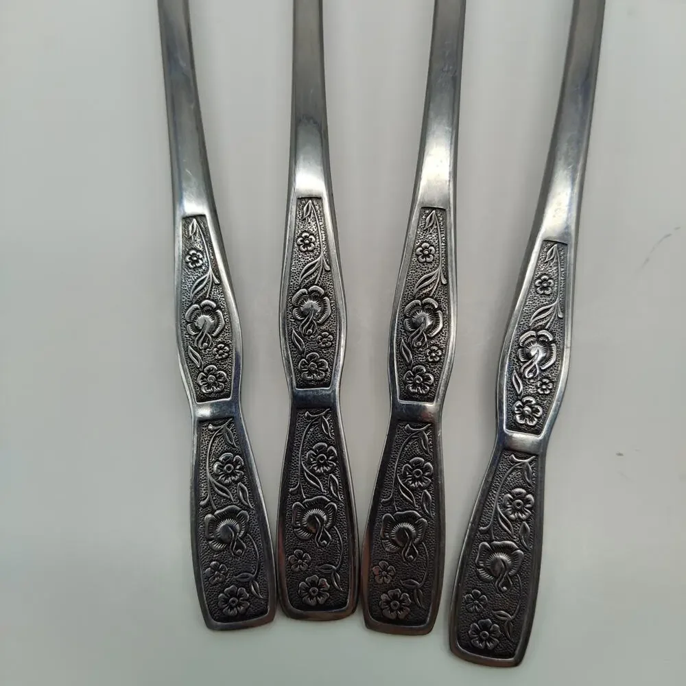 4X LH Tsp Tropic Garden Imperial Stainless Flatware Long Handle Tea Malt Spoons